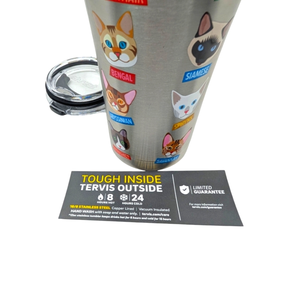 New Tervis Flat Cat Art Stainless Steel Lidded 20 OZ Tumbler - Picture 7 of 7